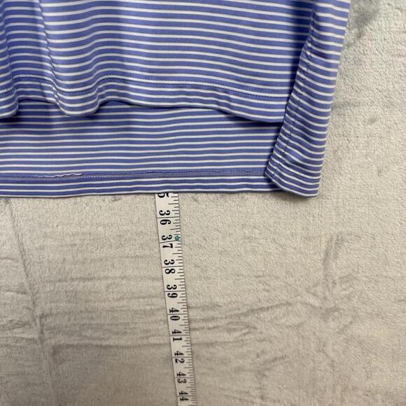 RLX Ralph Lauren Striped Golf Polo Shirt SzL Blue White Performance Stretch Tech - Picture 7 of 8